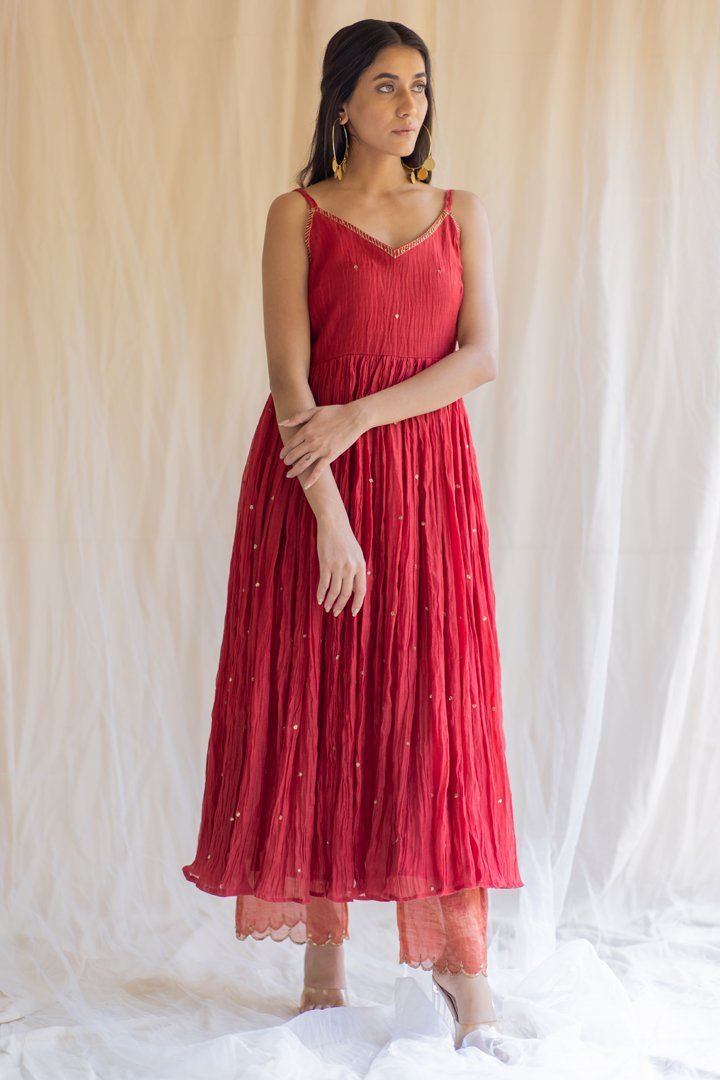 Red Nasim Jama Fashion Nirjara
