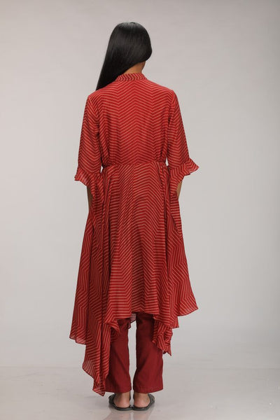 RED PRINTED & EMBROIDERED KURTA Fashion Myoho 