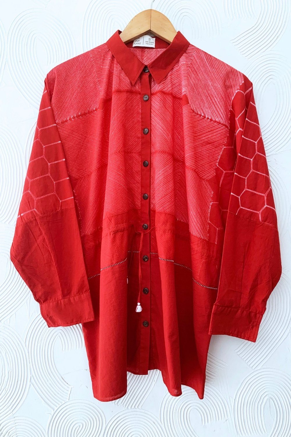 Red Shibori Drawstring Top Fashion The Pot Plant