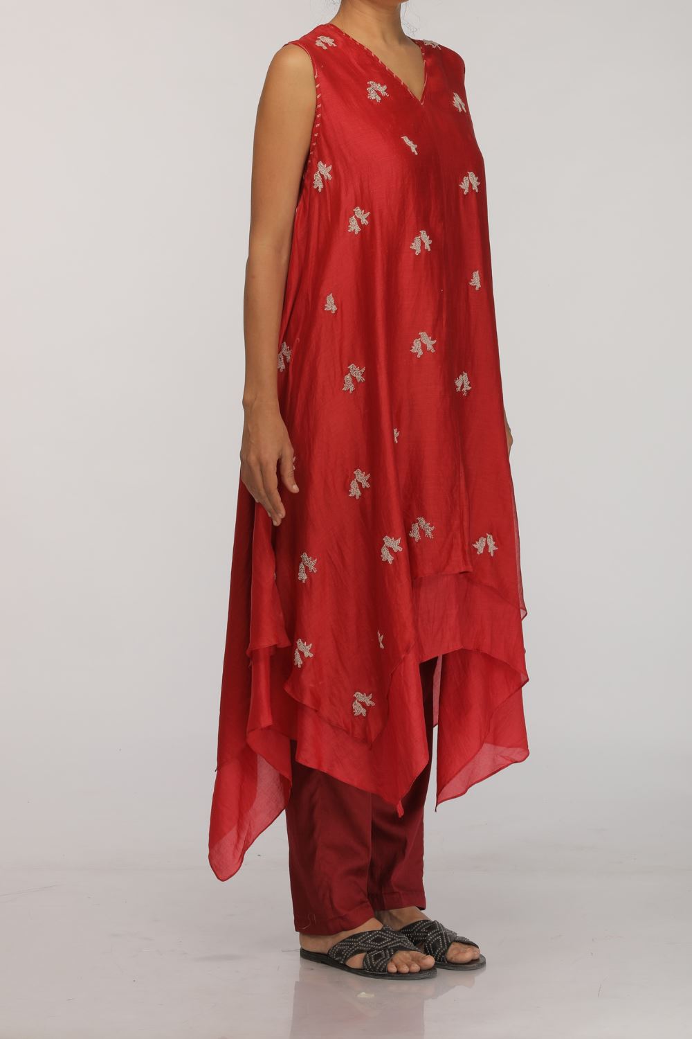 RED SLEVELESS DOUBLE LAYER CIRCULAR DRESS Fashion Myoho 