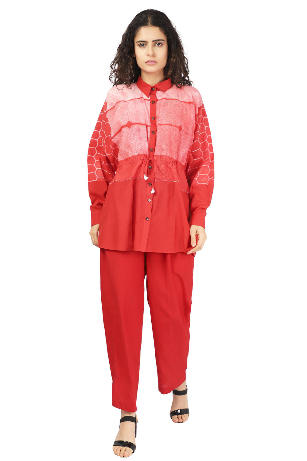 Red Stitched Shibori And Pants Co-ord Fashion The Pot Plant