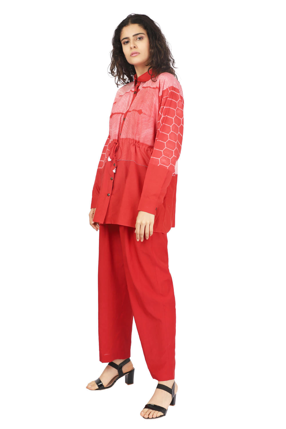 Red Stitched Shibori And Pants Co-ord Fashion The Pot Plant