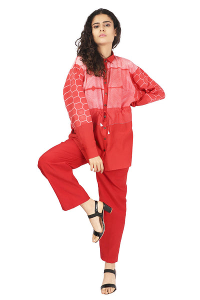 Red Stitched Shibori And Pants Co-ord Fashion The Pot Plant