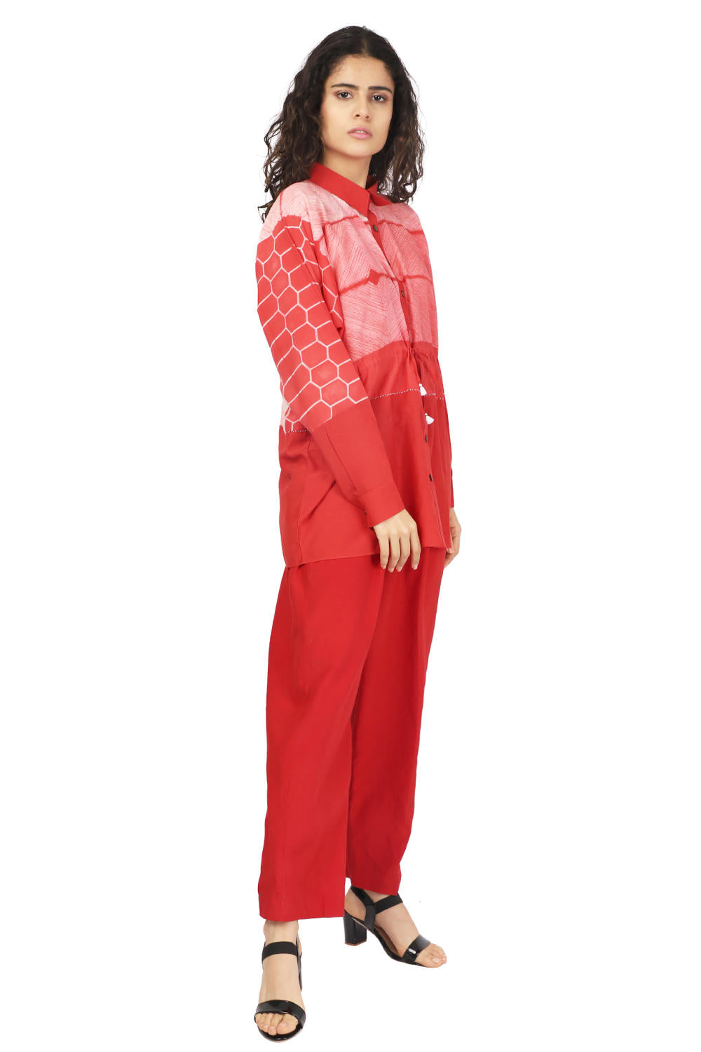 Red Stitched Shibori And Pants Co-ord Fashion The Pot Plant