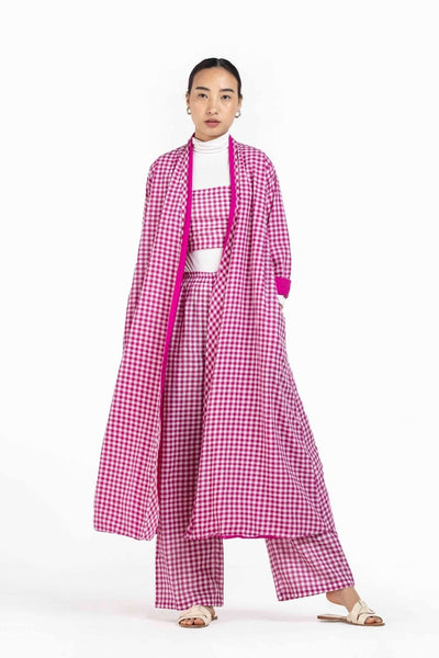 Reversible Overlay Co-ord Hot Pink Check (Set of 3) Fashion THREE