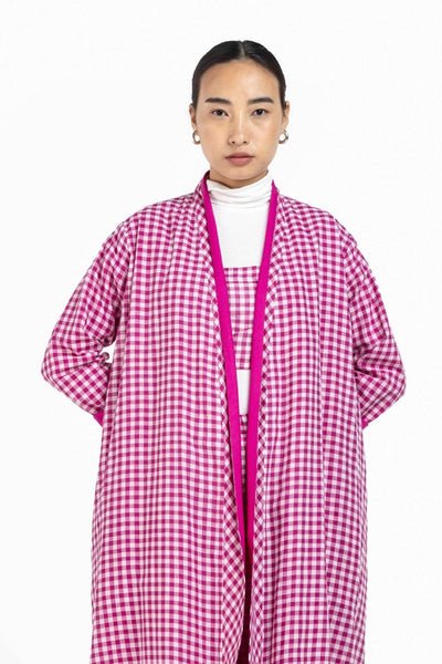 Reversible Overlay Co-ord Hot Pink Check (Set of 3) Fashion THREE