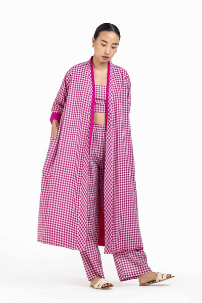 Reversible Overlay Co-ord Hot Pink Check (Set of 3) Fashion THREE XS Co-ord Set of 3