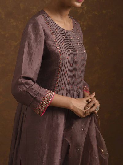 Ruhani Mocha-Pink Kurta Set Fashion Priti Prashant 