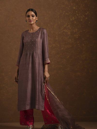 Ruhani Mocha-Pink Kurta Set Fashion Priti Prashant 