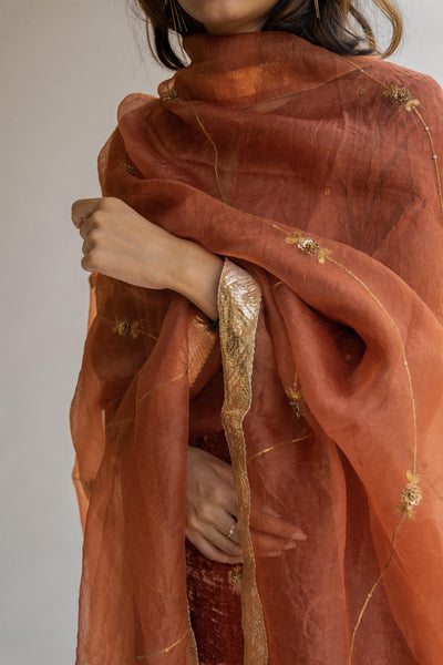 Rust Adi Bel Odhani Fashion Nirjara