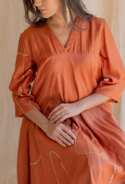 Rust Maheem Kurta Set Fashion Nirjara