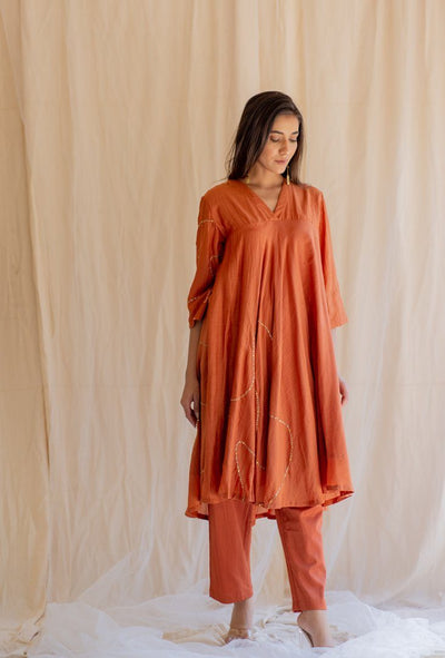 Rust Maheem Kurta Set Fashion Nirjara