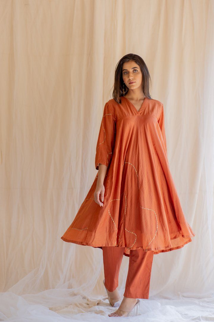 Rust Maheem Kurta Set Fashion Nirjara