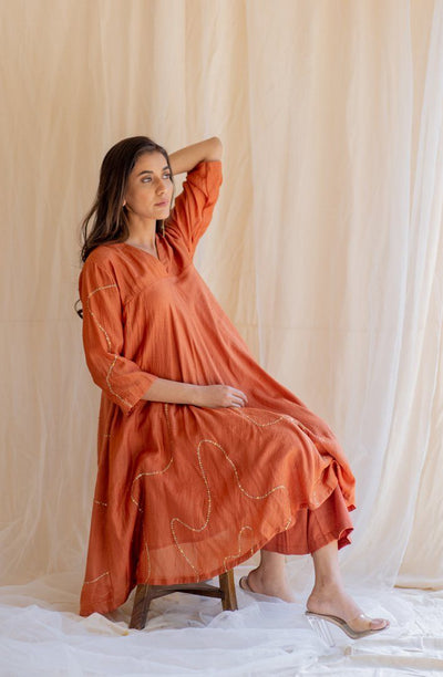 Rust Maheem Kurta Set Fashion Nirjara