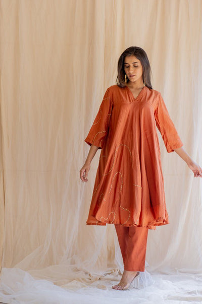 Rust Maheem Kurta Set Fashion Nirjara