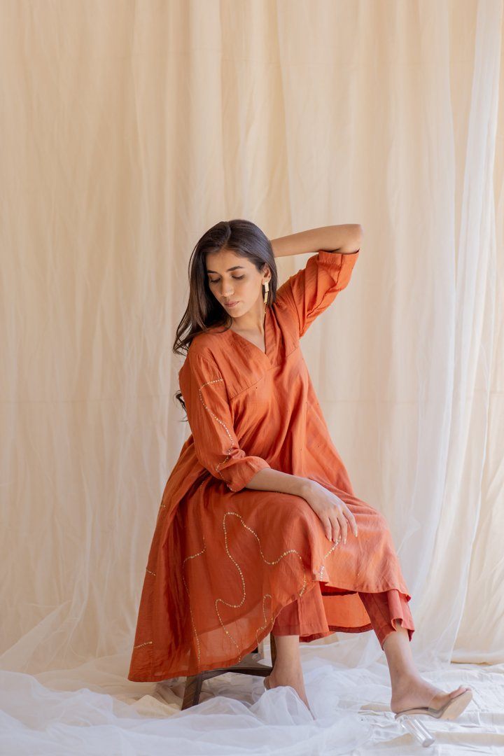 Rust Maheem Kurta Set Fashion Nirjara