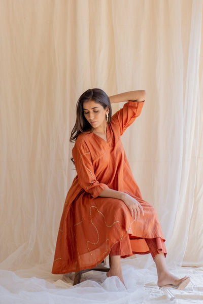 Rust Maheem Kurta Set Fashion Nirjara