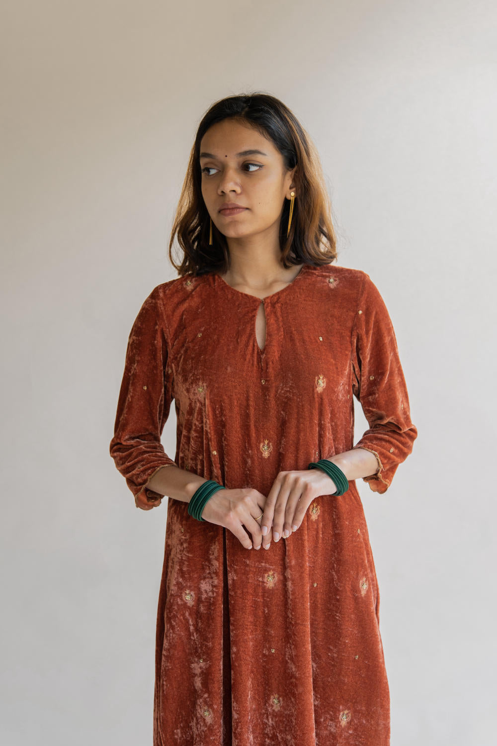 Rust Noorah Velvet kurta set Fashion Nirjara