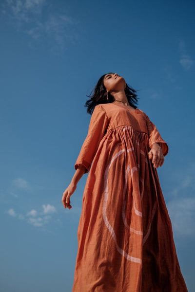 Rust Yer Angarkha Dress Fashion Nirjara