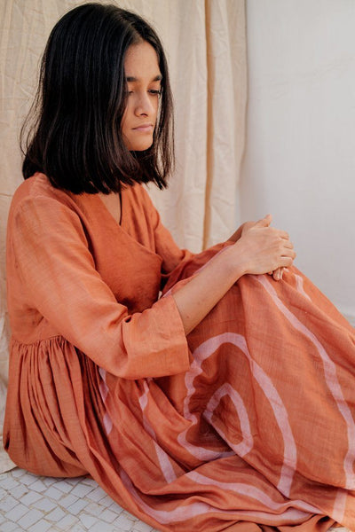 Rust Yer Angarkha Dress Fashion Nirjara