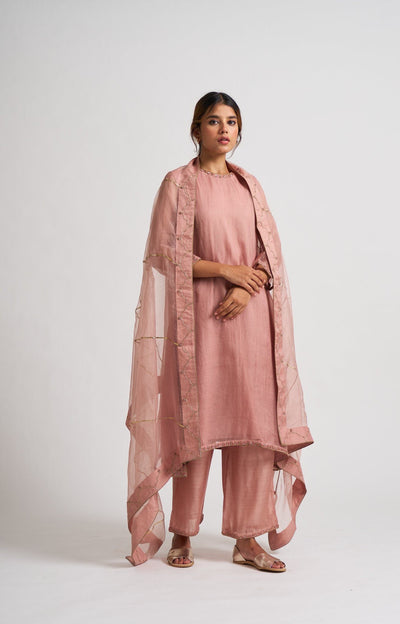 Safeena Old Rose Kurta Set Fashion DOT