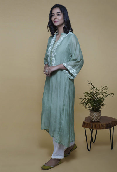 Sage Chanderi Kurta Fashion Sufia 