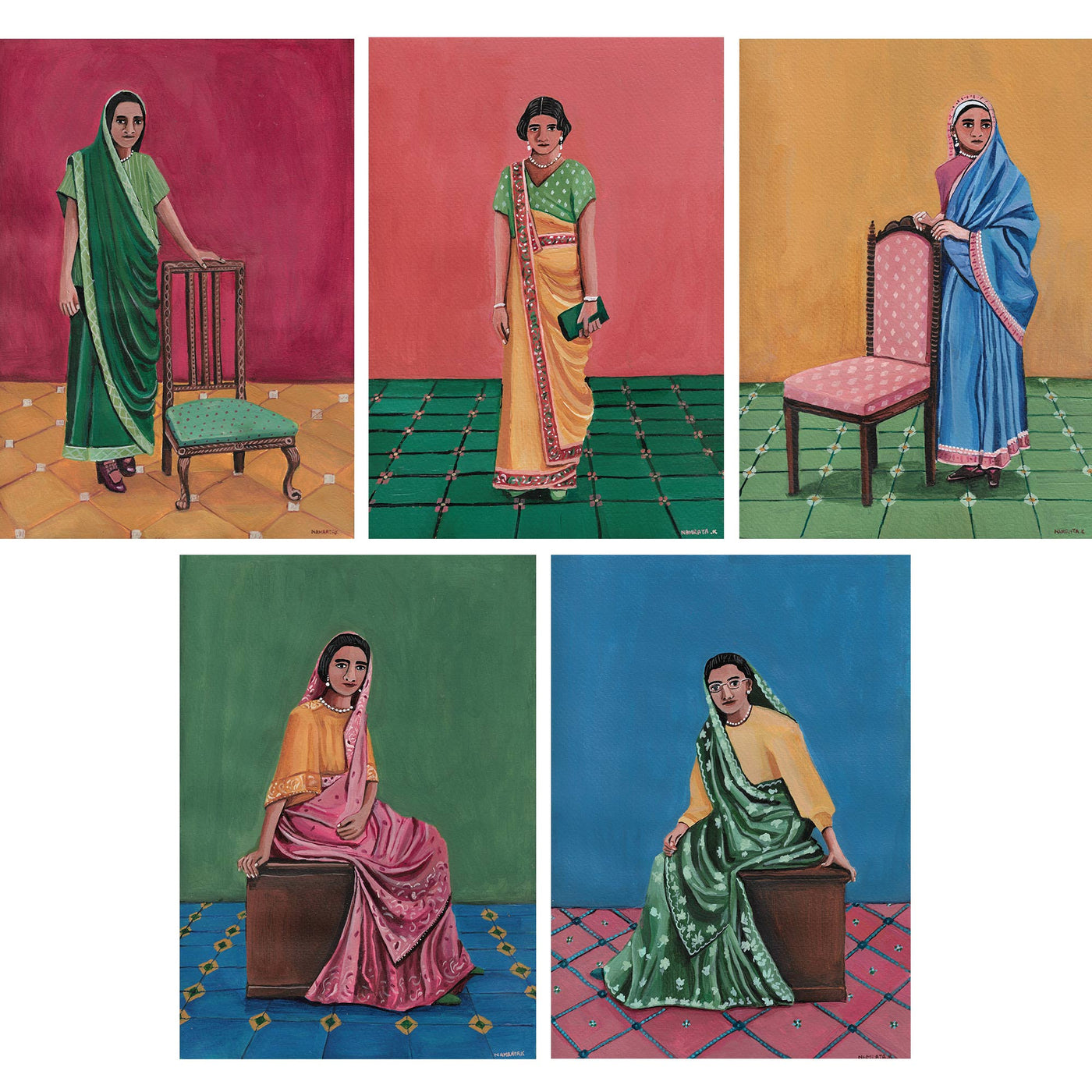 Sage Set of 5 Art Namrata Kumar