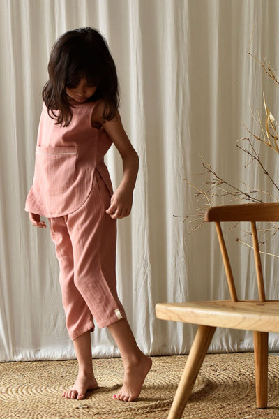 Salmon Co-ord Set Fashion Khara Kapas Kids
