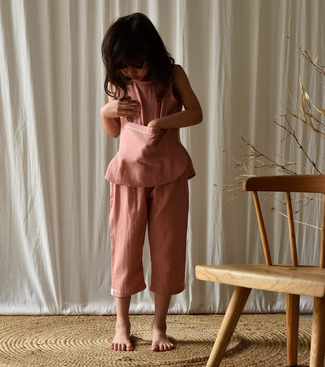 Salmon Co-ord Set Fashion Khara Kapas Kids