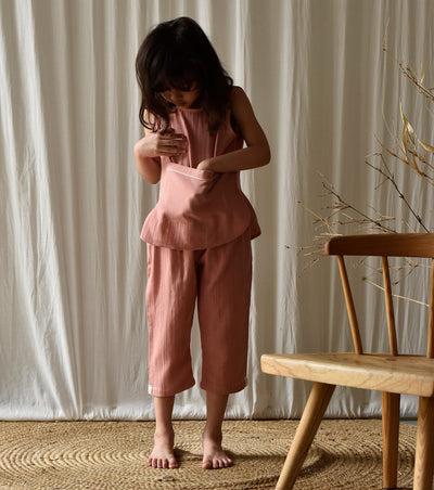 Salmon Co-ord Set Fashion Khara Kapas Kids