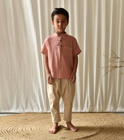 Salmon Pink Shirt Fashion Khara Kapas Kids