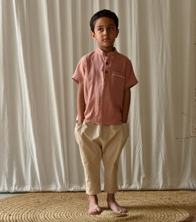 Salmon Pink Shirt Fashion Khara Kapas Kids
