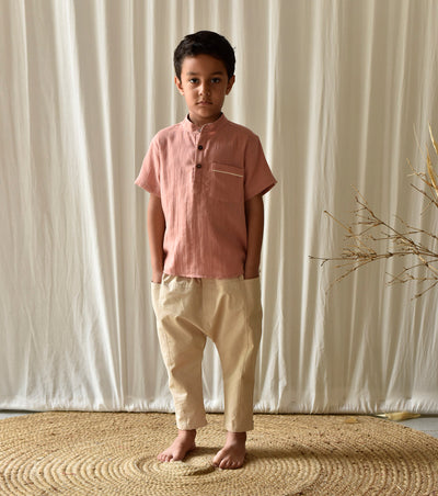 Salmon Pink Shirt Fashion Khara Kapas Kids
