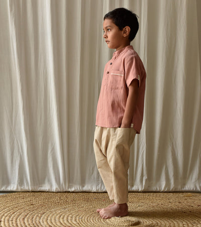 Salmon Pink Shirt Fashion Khara Kapas Kids
