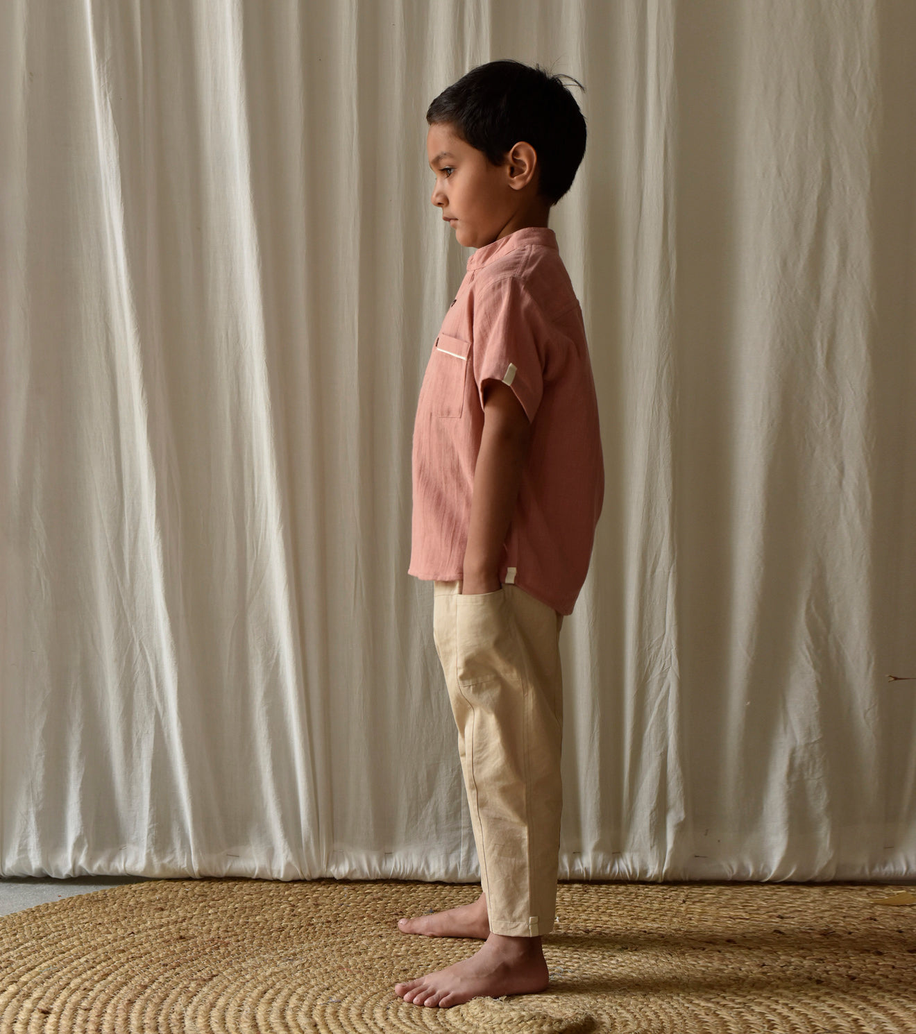 Salmon Pink Shirt Fashion Khara Kapas Kids