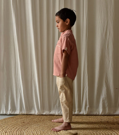 Salmon Pink Shirt Fashion Khara Kapas Kids