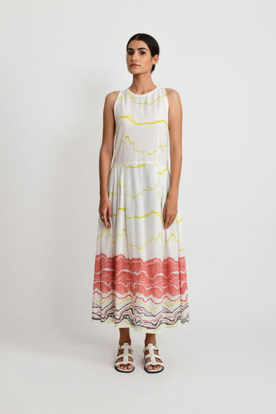 SALMON PLEATED DRESS Fashion Rias 