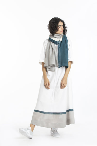 Scarf-Teal/ grey Fashion THREE