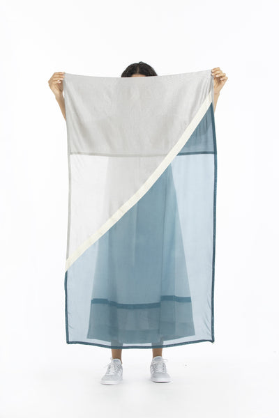 Scarf-Teal/ grey Fashion THREE