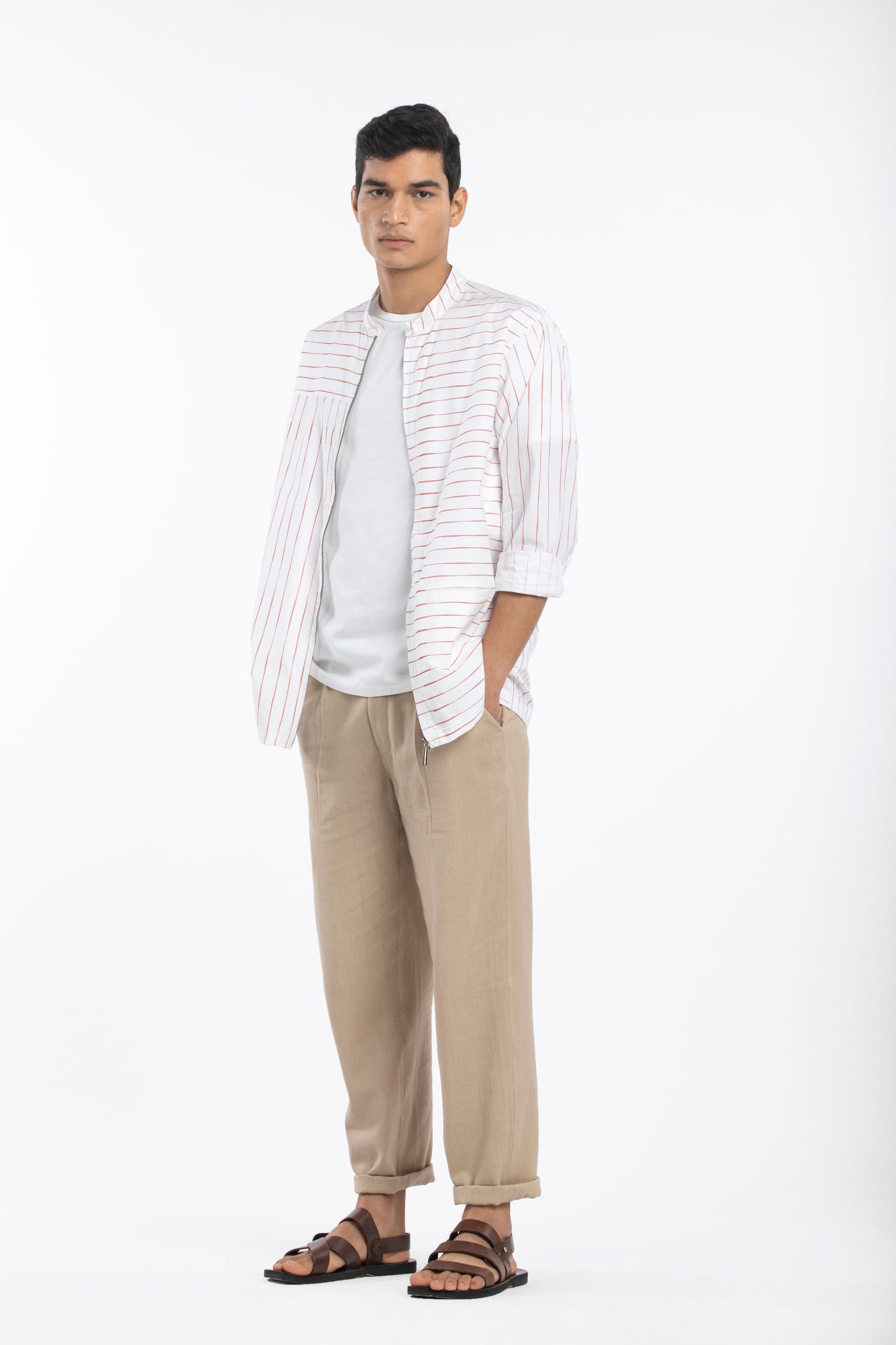 Shacket- Dusty Rose Stripe Men THREE Men 