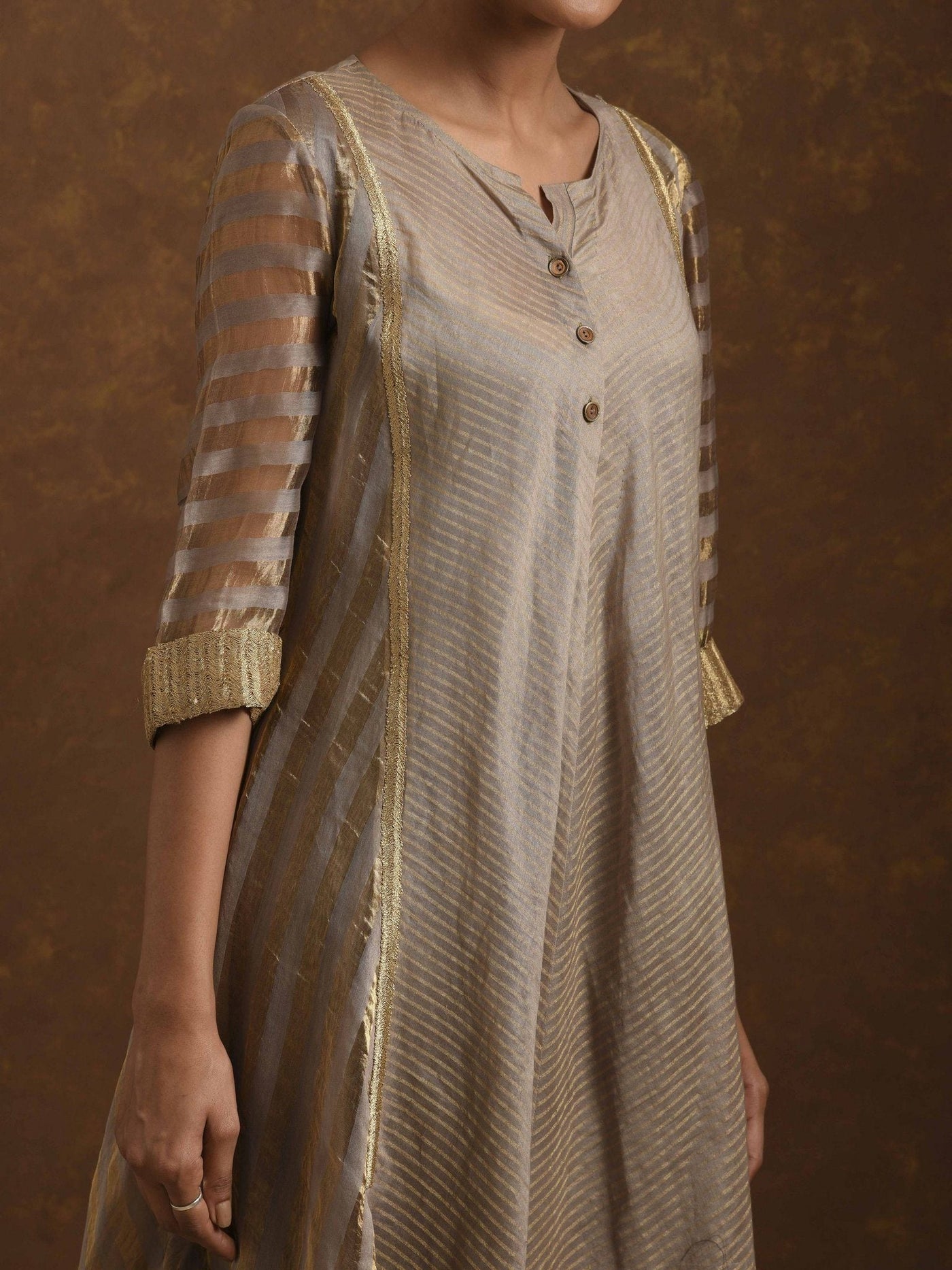 Shagufta Grey and Gold Dress Fashion Priti Prashant 