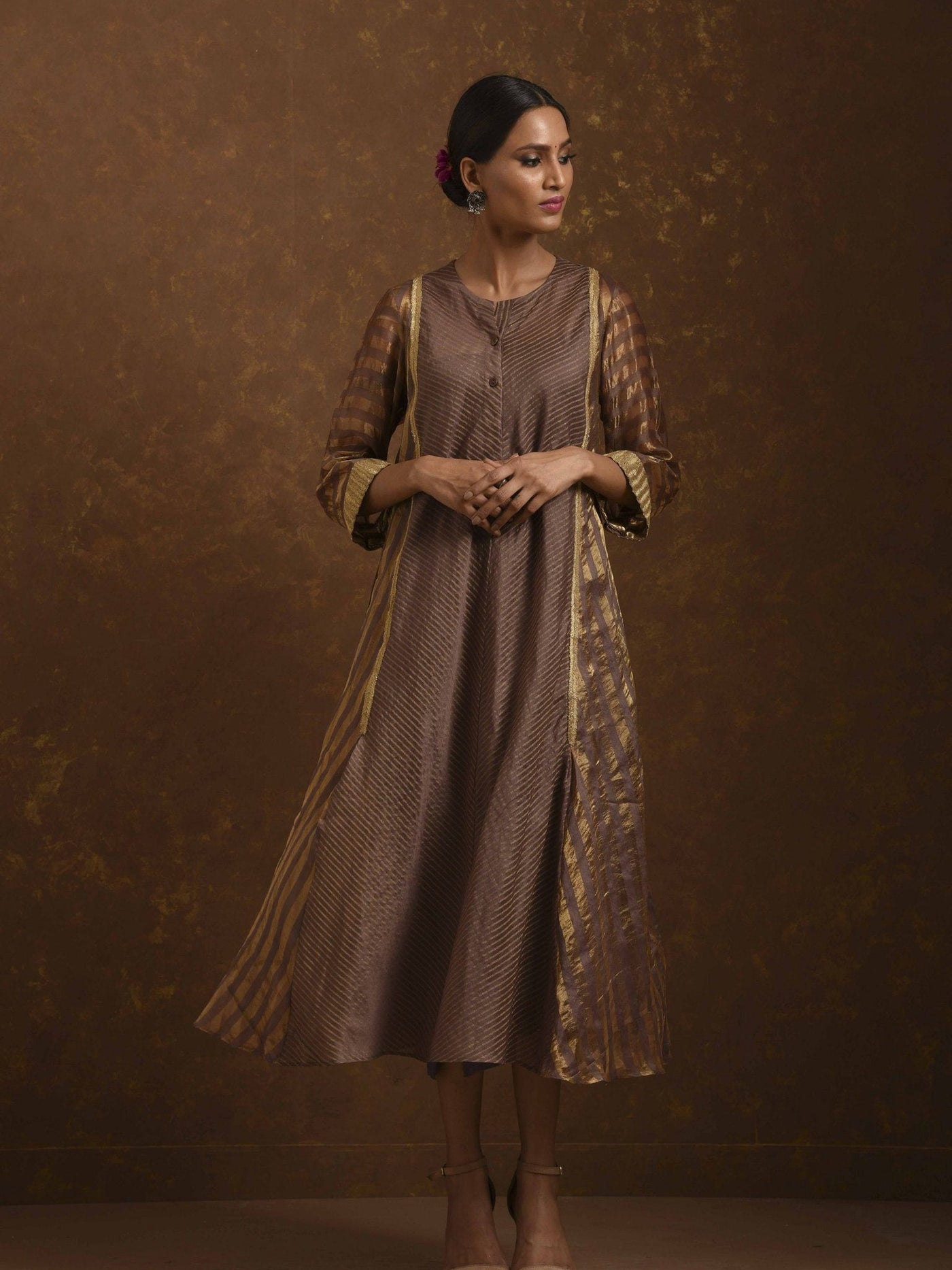 Shagufta Mocha and Gold Dress Fashion Priti Prashant 
