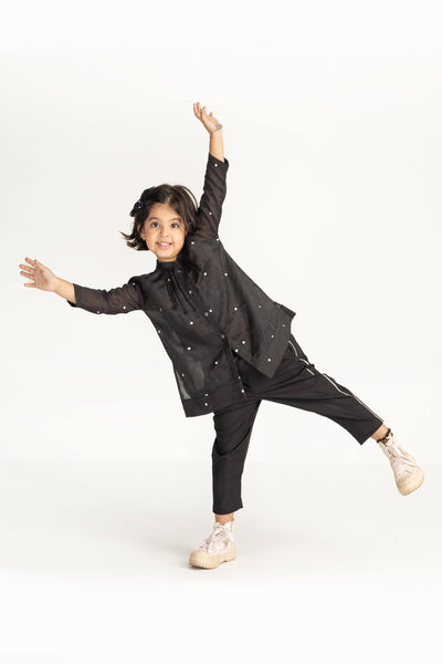 Side Stripe Pant- Black Kids THREE Kids 