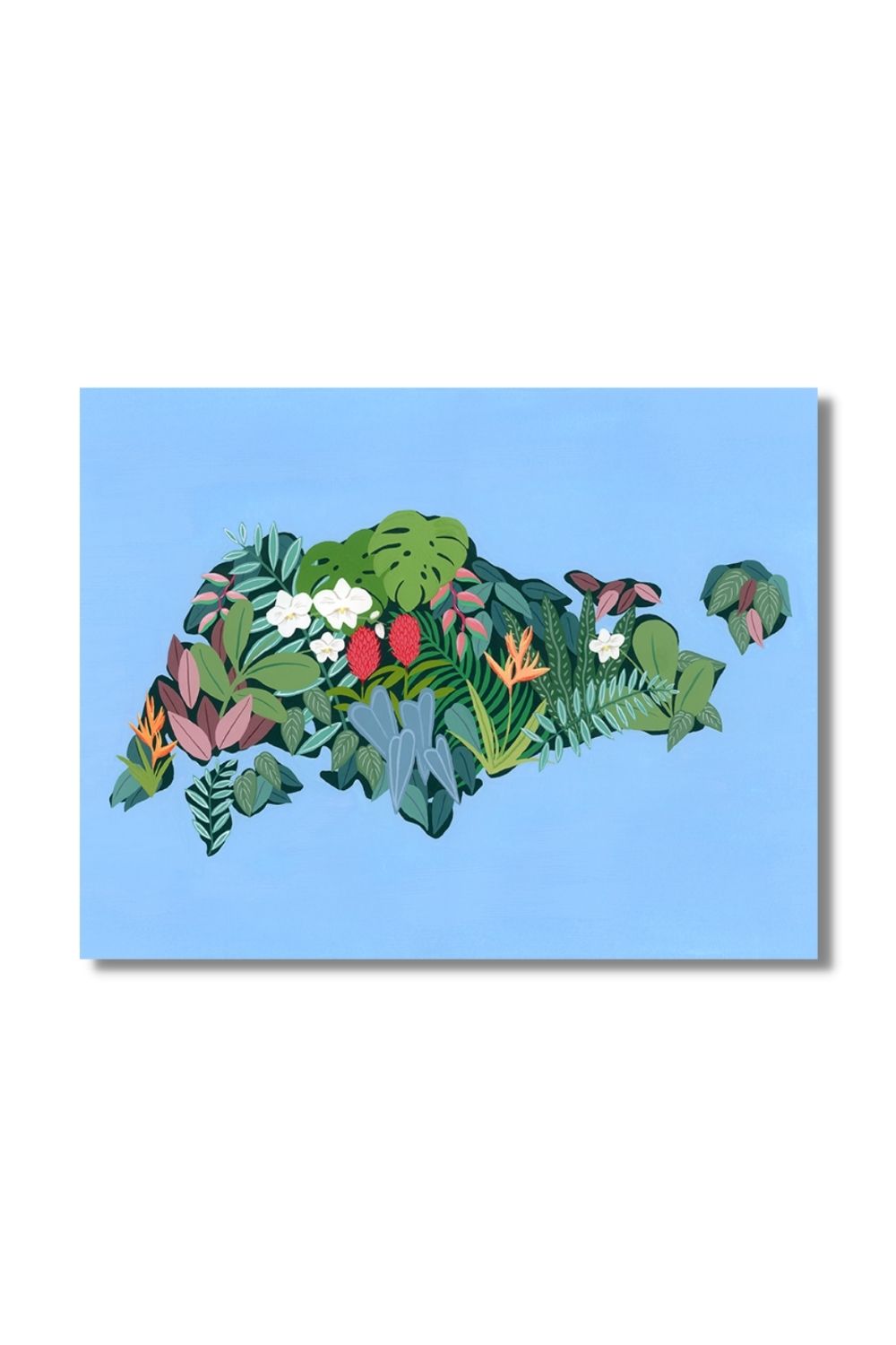 Singapore Floral Map Fine Art Print Art Em+Co Art