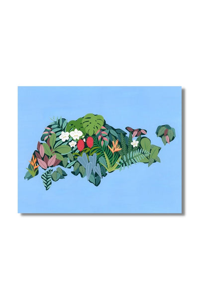 Singapore Floral Map Fine Art Print Art Em+Co Art