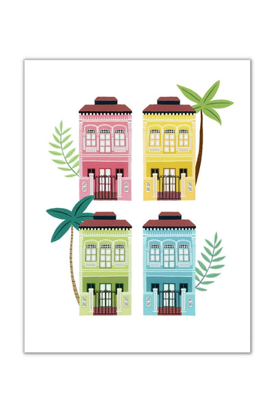 Singapore Shophouse Party Fine Art Print Art Em+Co Art