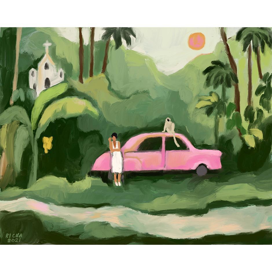 Solitude with a Pink Car Art Richa Kashelkar