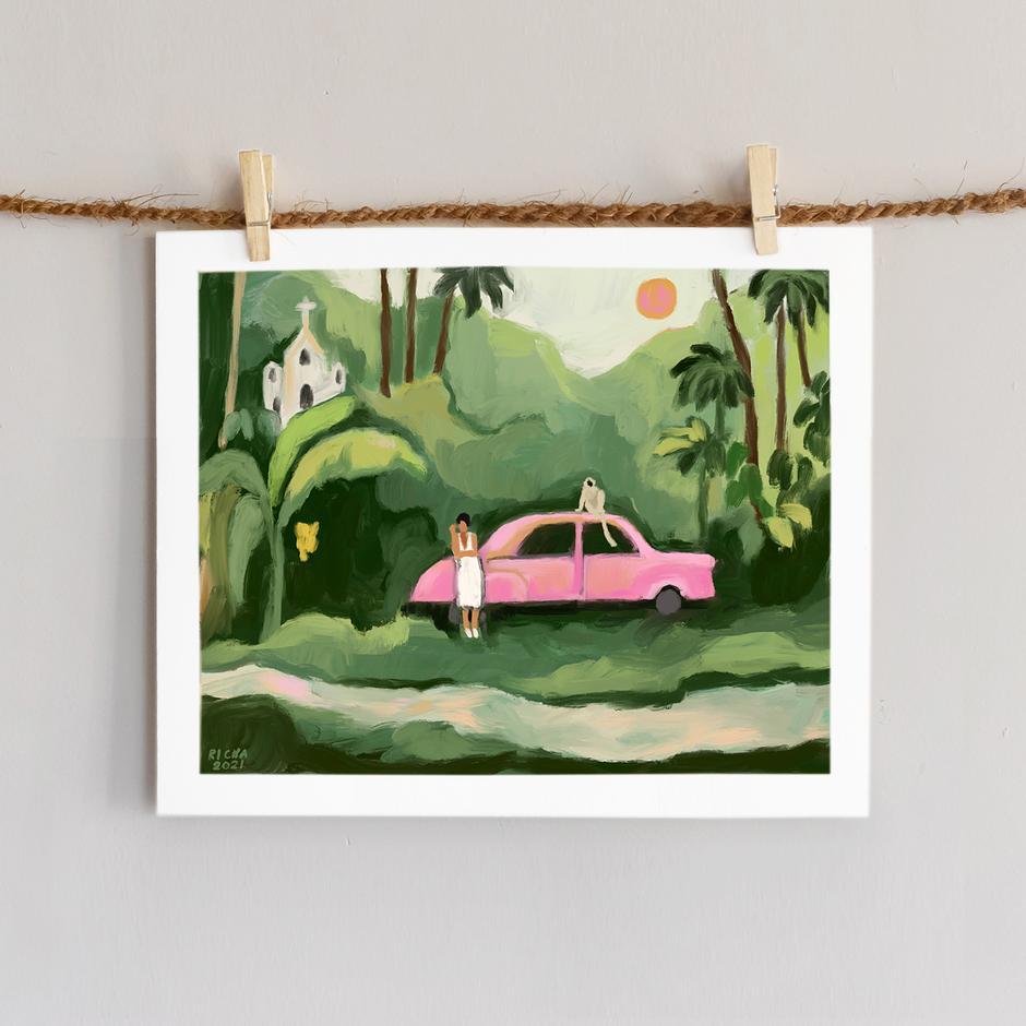 Solitude with a Pink Car Art Richa Kashelkar