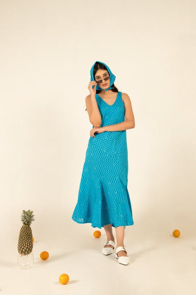 Sophia Blue Flounce Dress Fashion Marche