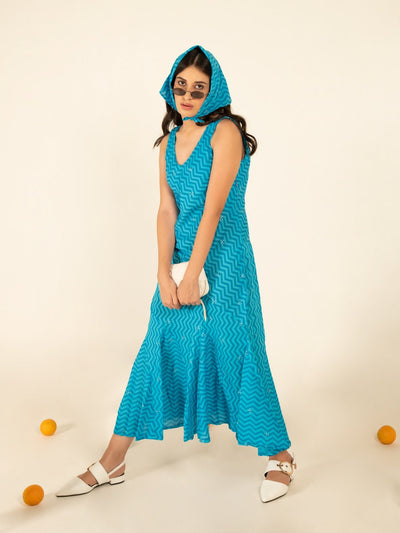 Sophia Blue Flounce Dress Fashion Marche
